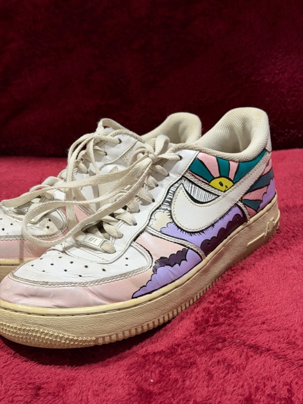 Women’s Nike Air Force 1 Custom Design Happy Sunshine White Multicolored Size 9 - Picture 2 of 8